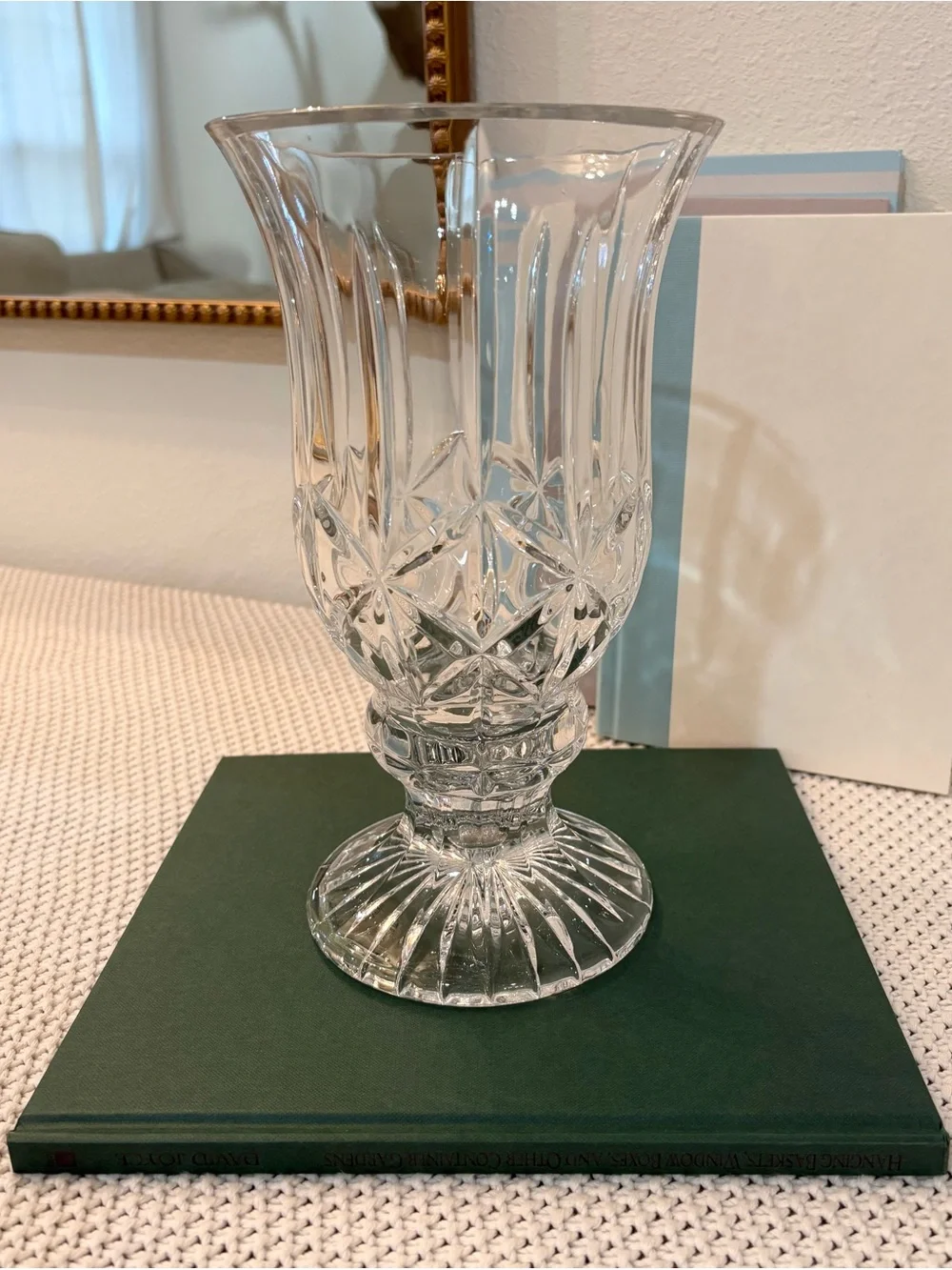 Vintage Lismore Pattern Crystal Glass Hurricane Vase